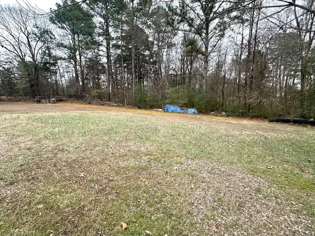 a backyard of a house with trees