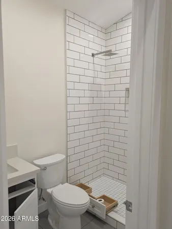 a bathroom with a toilet a sink and mirror