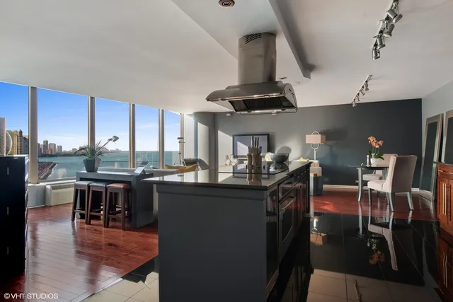a kitchen with lots of counter top space