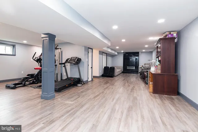 a view of a room with gym equipment