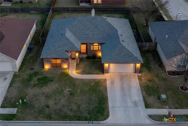 an aerial view of a house