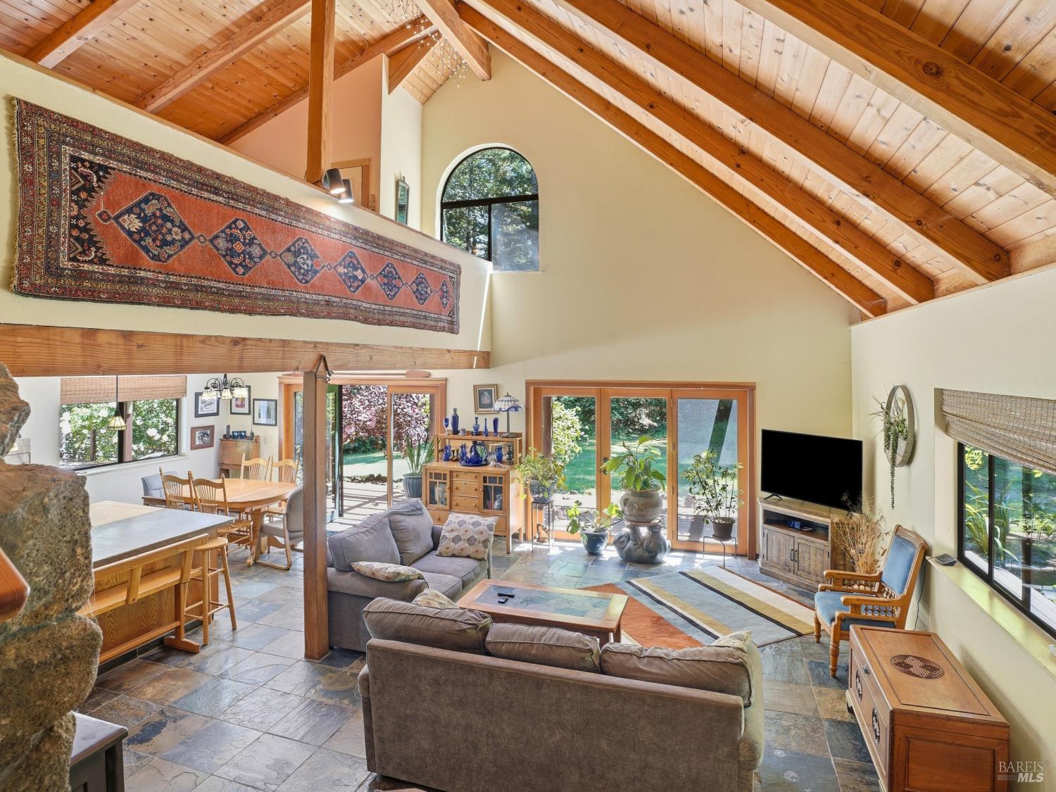 31397 Seaview Road Cazadero, CA 95421 - Photo 9 of 47 a living room with fireplace furniture and a flat screen tv