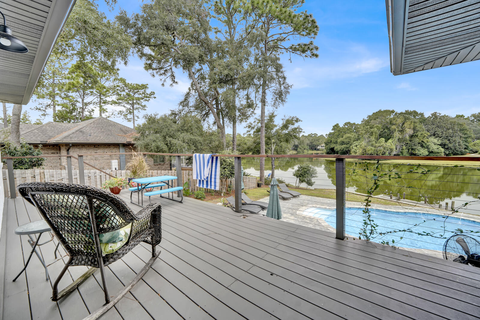 340 Ruckel Drive Niceville, FL 32578 - Photo 45 of 66 Deck with Stairs Down to Pool Area
