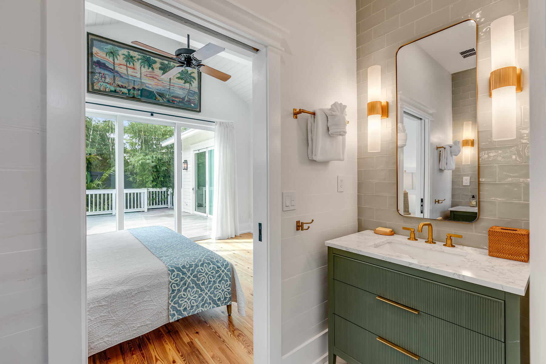 1230 South Street Key West, FL 33040 - Photo 32 of 60 a en suite bathroom with a granite countertop sink and a mirror
