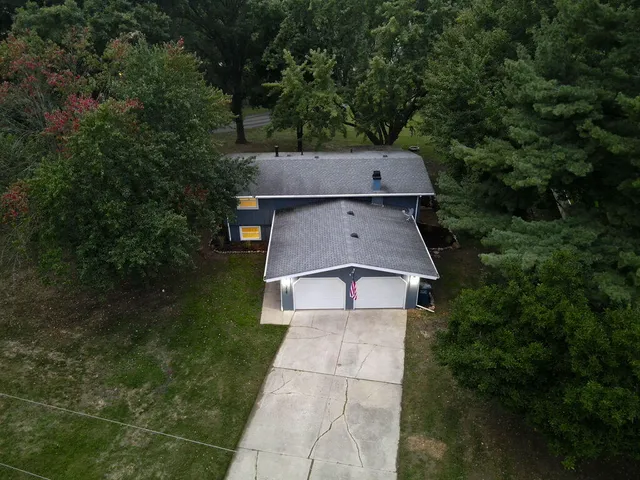 an aerial view of a house