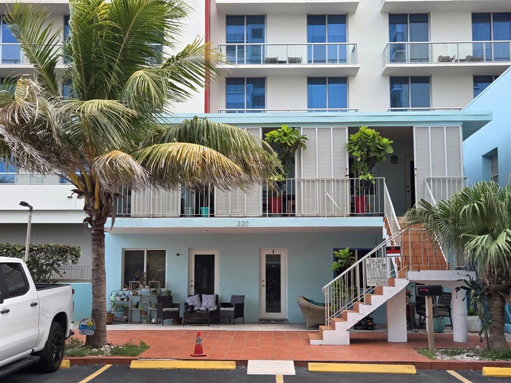 a view of a building with many windows