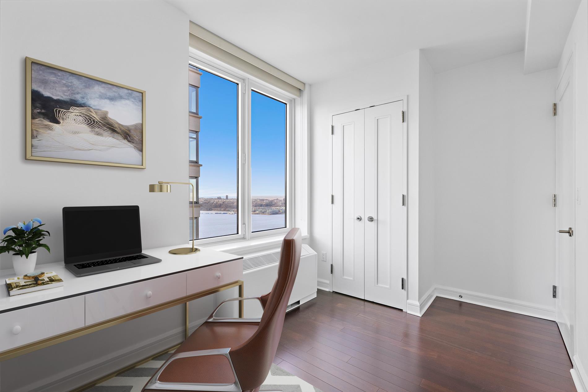 80 Riverside Boulevard, Unit 37B Manhattan, NY 10069 - Photo 3 of 22 a view of a workspace with furniture and wooden floor