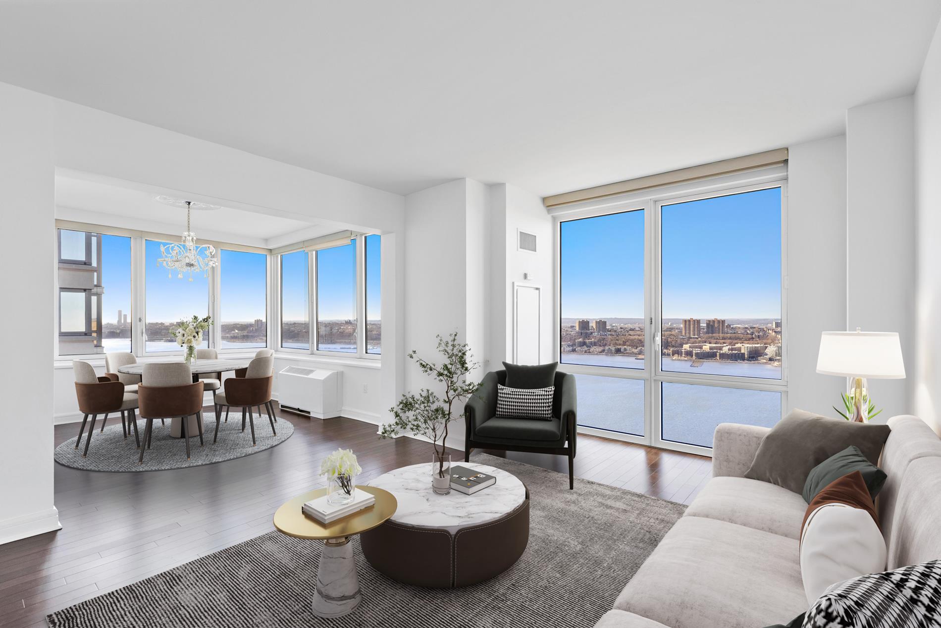 80 Riverside Boulevard, Unit 37B Manhattan, NY 10069 - Photo 4 of 22 a living room with furniture and a table