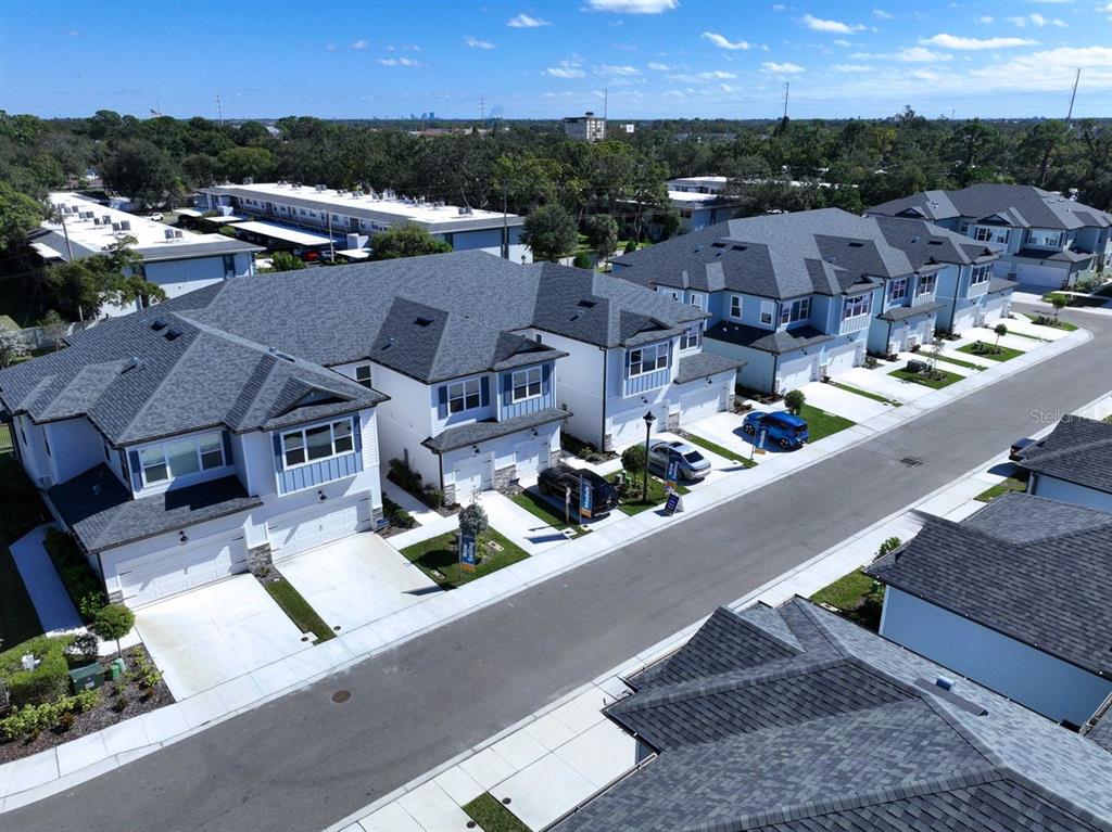 an aerial view of multiple house