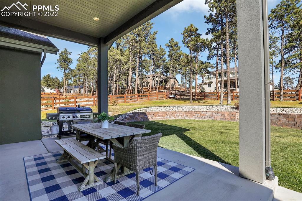 1435 Catnap Lane Monument, CO 80132 - Photo 44 of 47 a view of a patio with table and chairs and potted plants