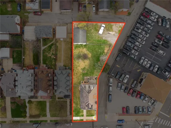 an aerial view of a house