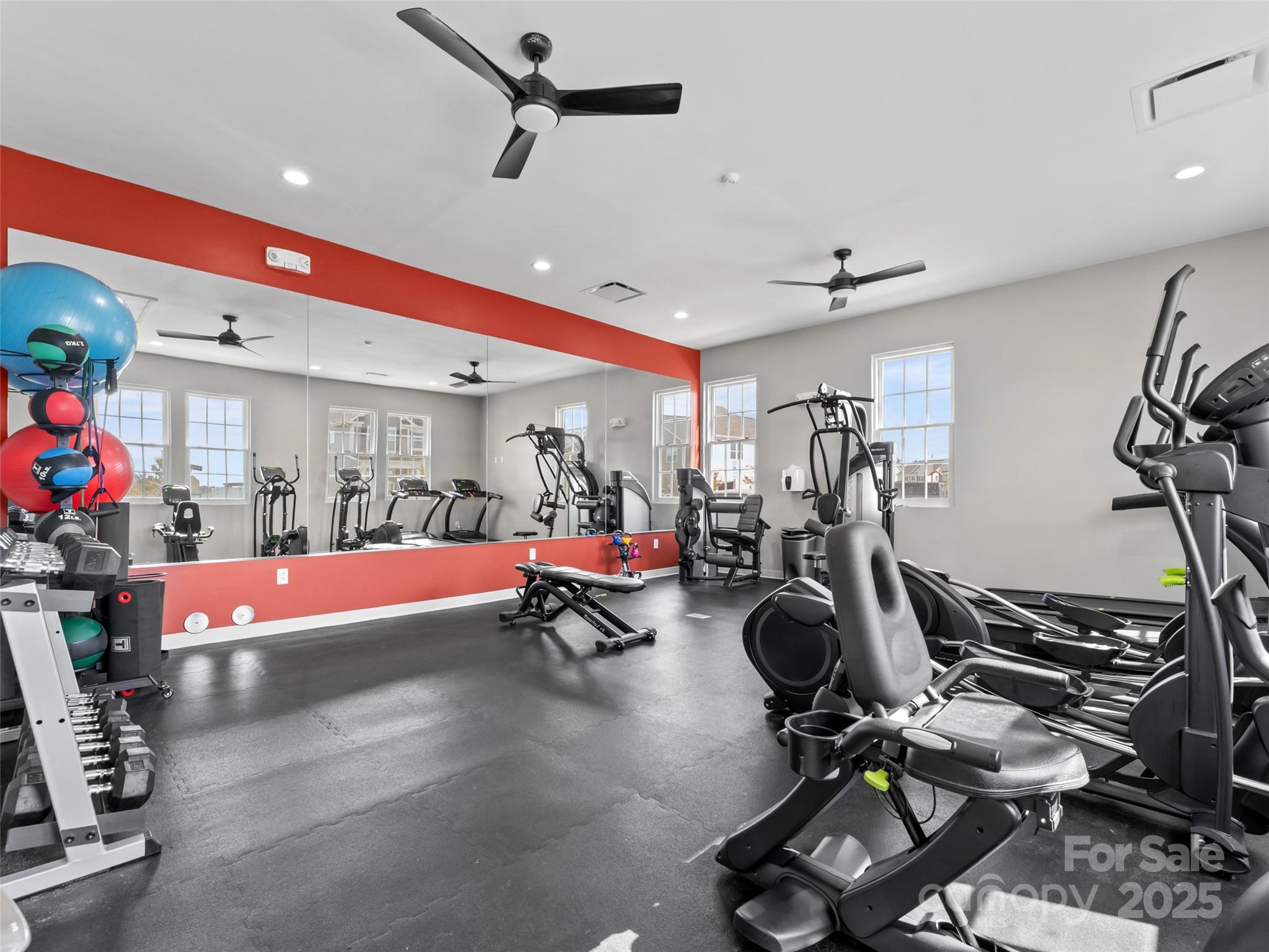 108 Thornberry Road Hendersonville, NC 28792 - Photo 33 of 42 a room with gym equipment and windows