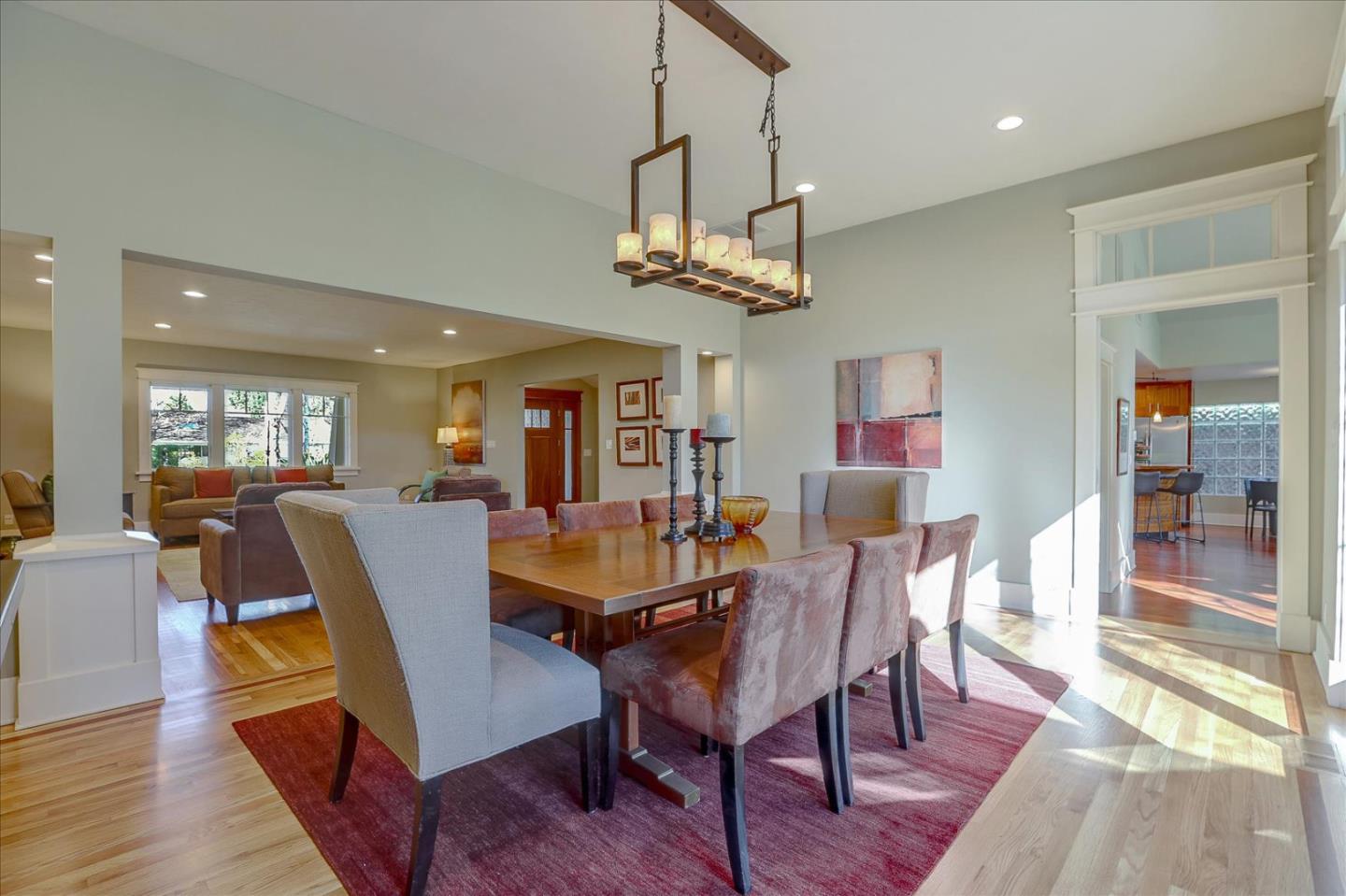 718 Covington Road Los Altos, CA 94024 - Photo 21 of 49 a view of a dining room with furniture wooden floor and chandelier
