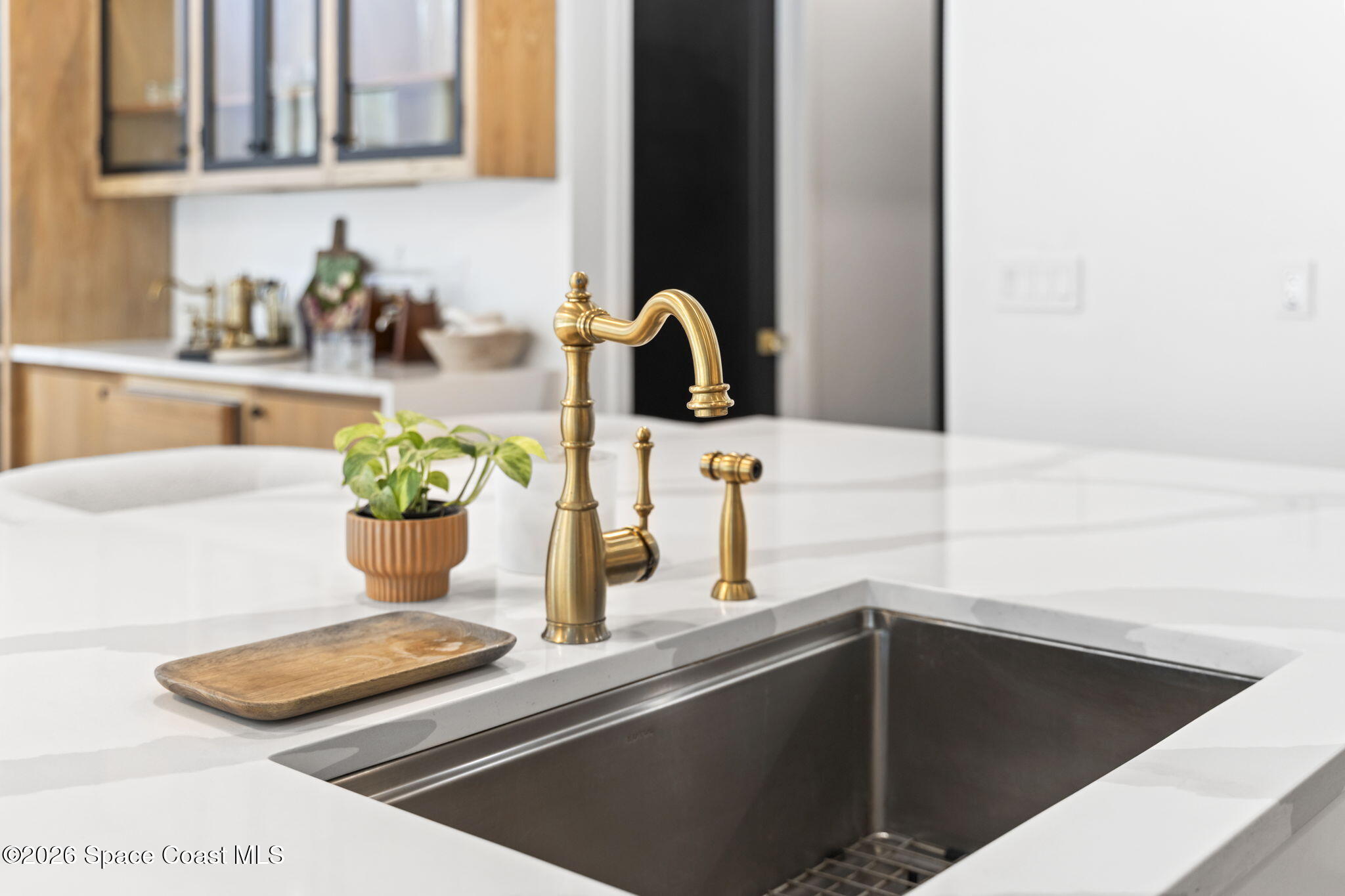 785 Seymour Road Northeast Palm Bay, FL 32905 - Photo 15 of 67 a kitchen with a sink and a potted plant