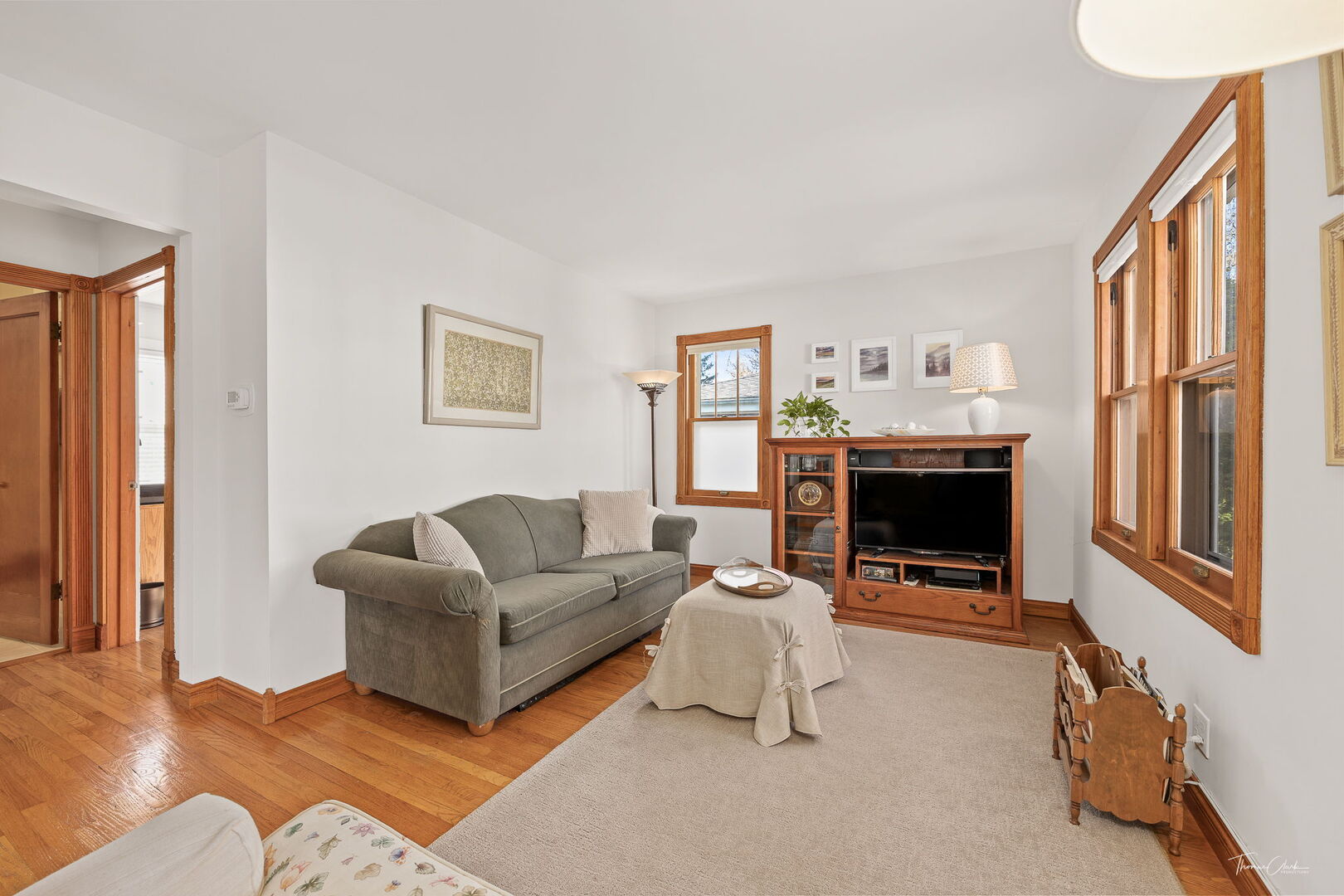 1901 Curtiss Street Downers Grove, IL 60515 - Photo 8 of 45 a living room with furniture a flat screen tv and a fireplace