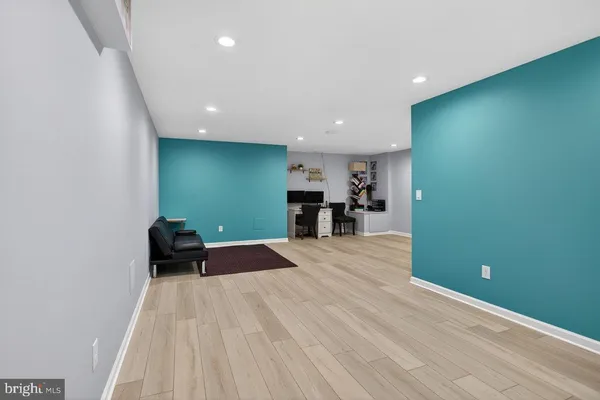 a room with a chair and a table