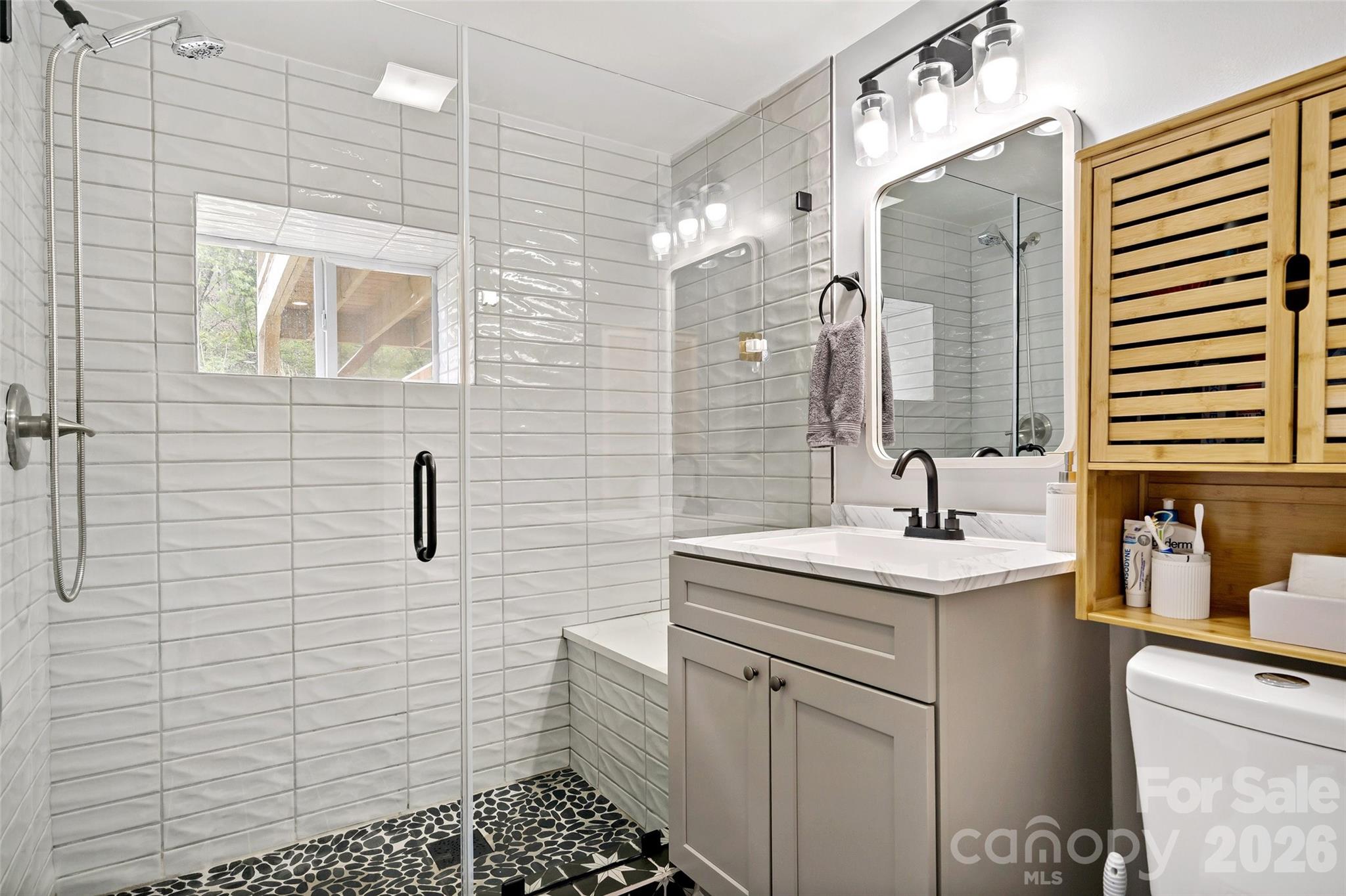 153 Arrowood Corner Road Mars Hill, NC 28754 - Photo 27 of 34 a bathroom with a sink a toilet and shower