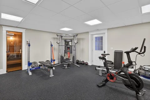 a view of a room with gym equipment