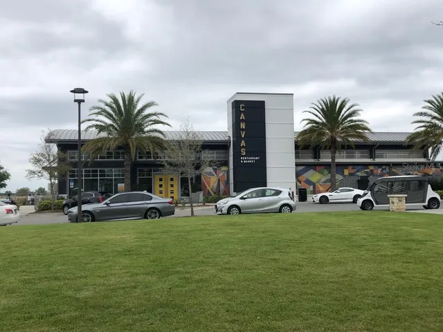 a view of a swimming pool with a garden