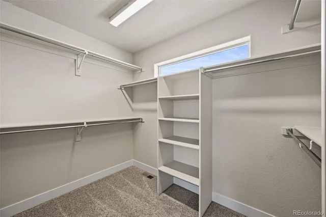 a view of an empty walk in closet