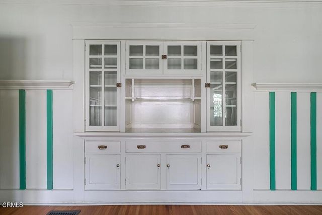a view of wooden cabinets