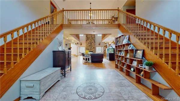 a view of staircase with lots of stuff and stairs