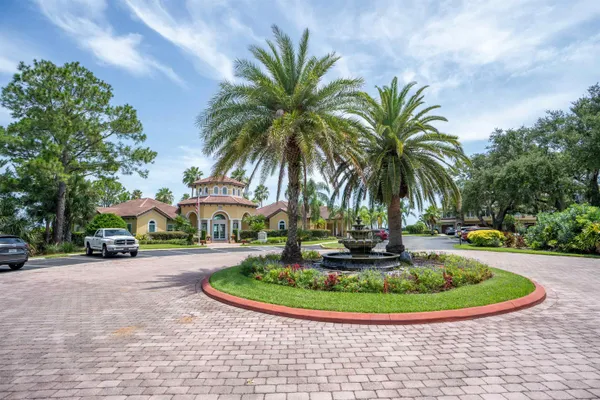 a view of a swimming pool with a garden
