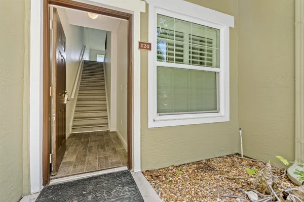a view of a wooden door
