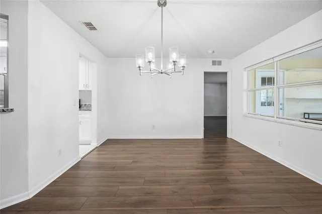 a view of a chandelier in a room