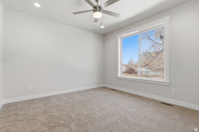 677 East 800 S Street Springville, UT 84663 - Photo 18 of 35 Carpeted empty room with recessed lighting and a ceiling fan