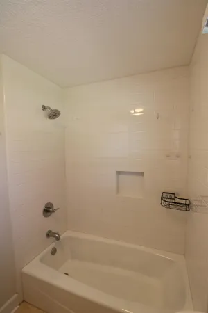 a bathroom with a bathtub