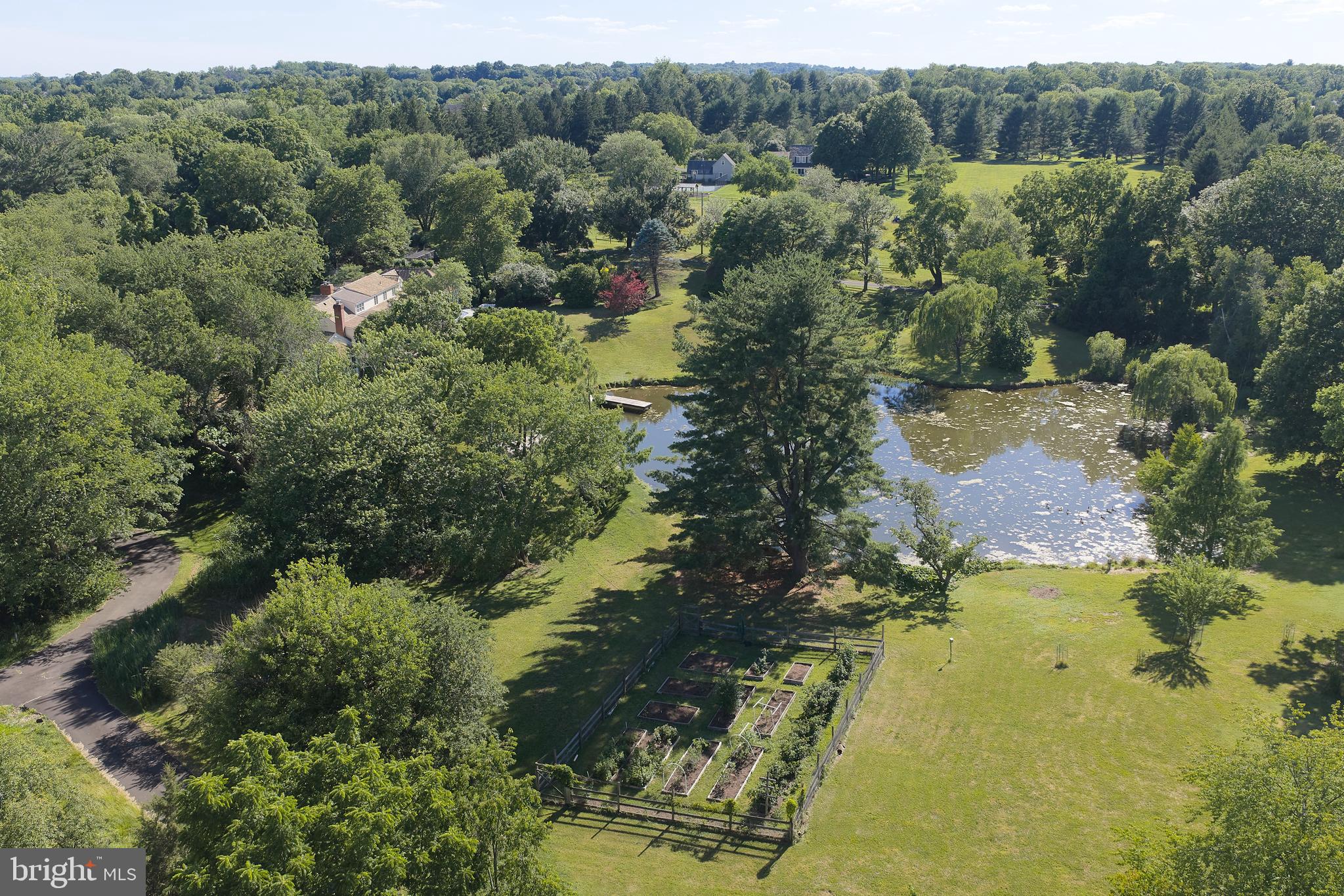 941 Mt Eyre Road Washington Crossing, PA 18977 - Photo 62 of 67 Pond with Vegetable Garden in foreground