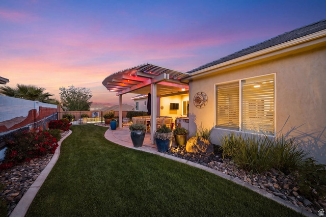 2829 East 1880th Street South St. George, UT 84790 - Photo 50 of 54 Fenced backyard with a patio and a pergola