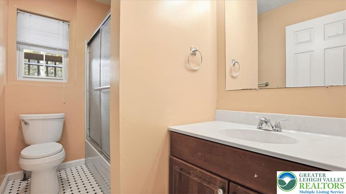 349 Bumble Bee Pass Cresco, PA 18326 - Photo 40 of 92 a bathroom with a sink a toilet and a mirror