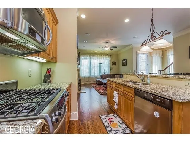 a kitchen with lots of counter top space