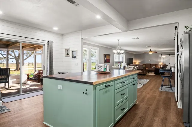 a kitchen with lots of counter top space