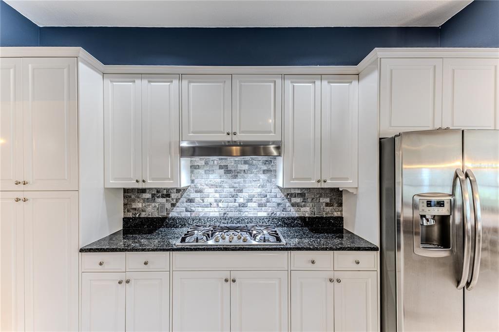 7512 Oak Tree Lane Spring Hill, FL 34607 - Photo 35 of 89 a kitchen with granite countertop a white cabinets and refrigerator