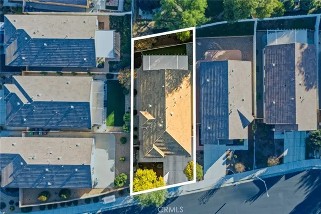 an aerial view of residential house with wooden stairs