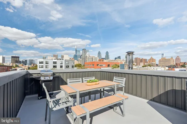 a balcony with a city view