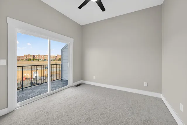 an empty room with sliding door