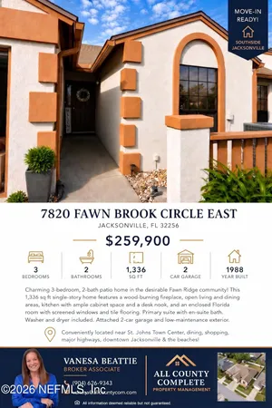 $259,900 | 7820 Fawn Brook Circle East, Jacksonville, FL 32256