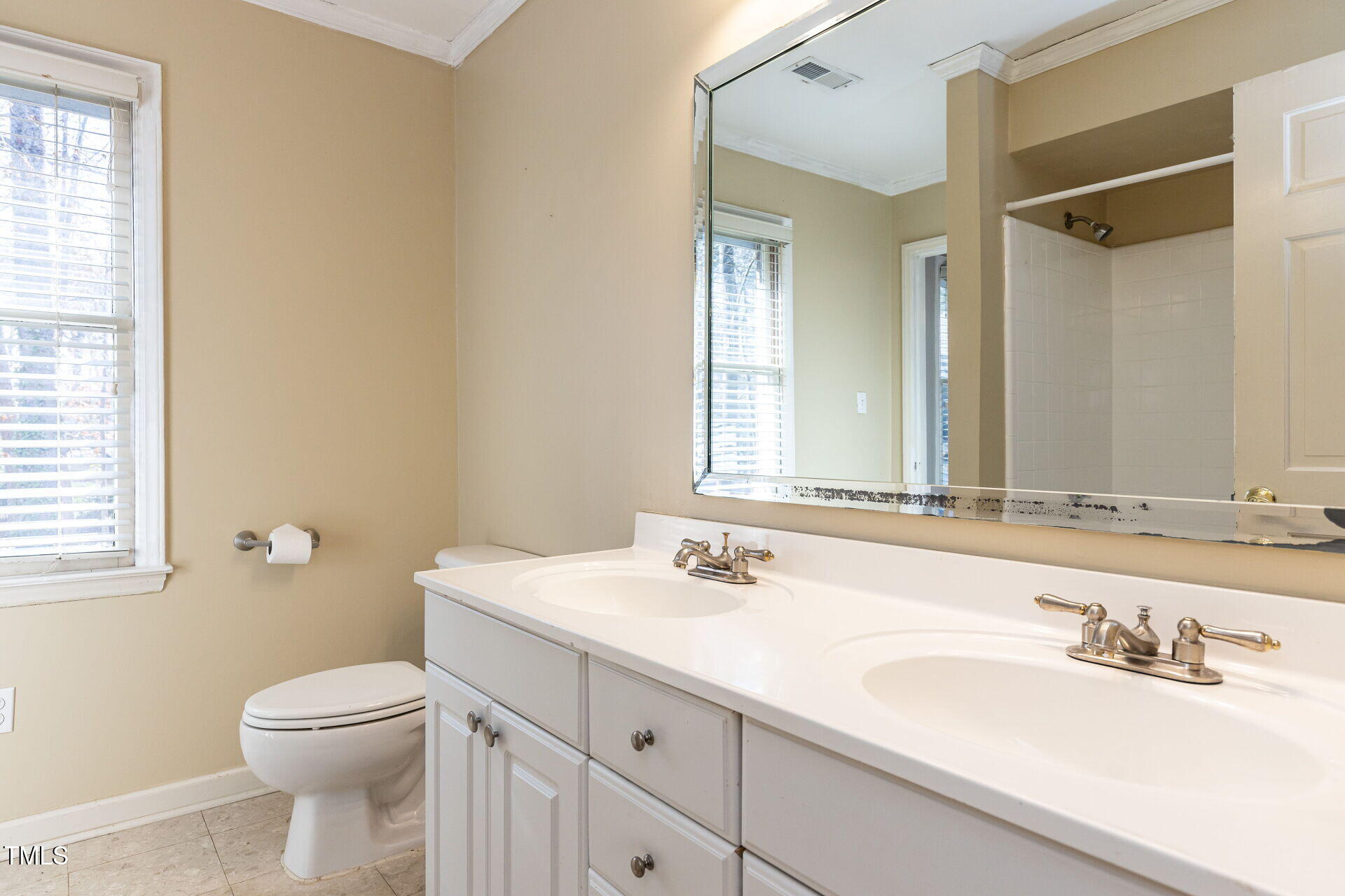 501 Queensferry Road Cary, NC 27511 - Photo 26 of 67 a bathroom with a sink a toilet and a mirror