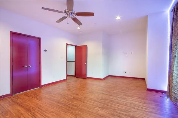 a view of an empty walk in closet