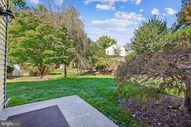 a view of a yard with an trees