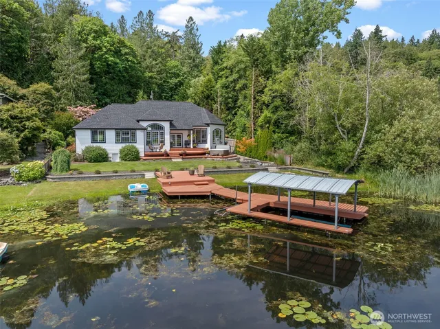 a view of lake from a yard