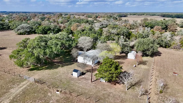 a view of a trees with a houses