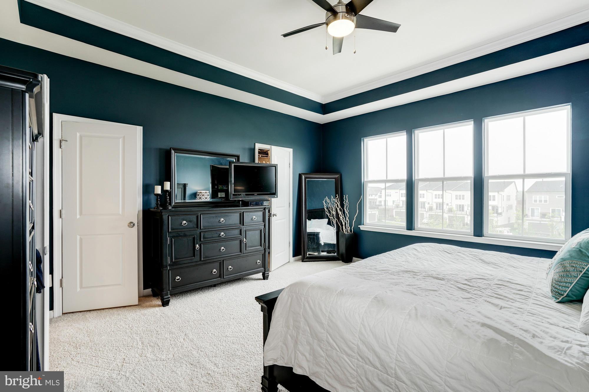 42277 Riggins Ridge Terrace Ashburn, VA 20148 - Photo 18 of 30 a bedroom with a bed and a flat tv screen on dresser