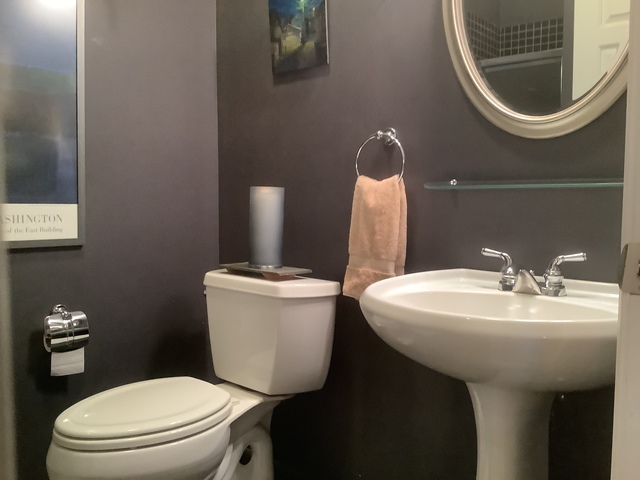 5216 North Kenmore Avenue, Unit 3S Chicago, IL 60640 - Photo 12 of 16 a bathroom with a toilet a sink and a mirror