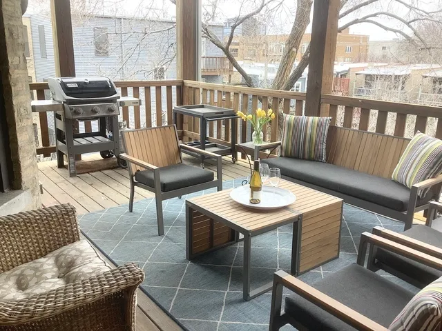 a outdoor living room with furniture