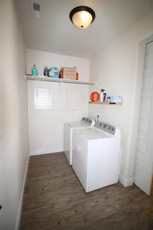 a utility room with a washer and dryer